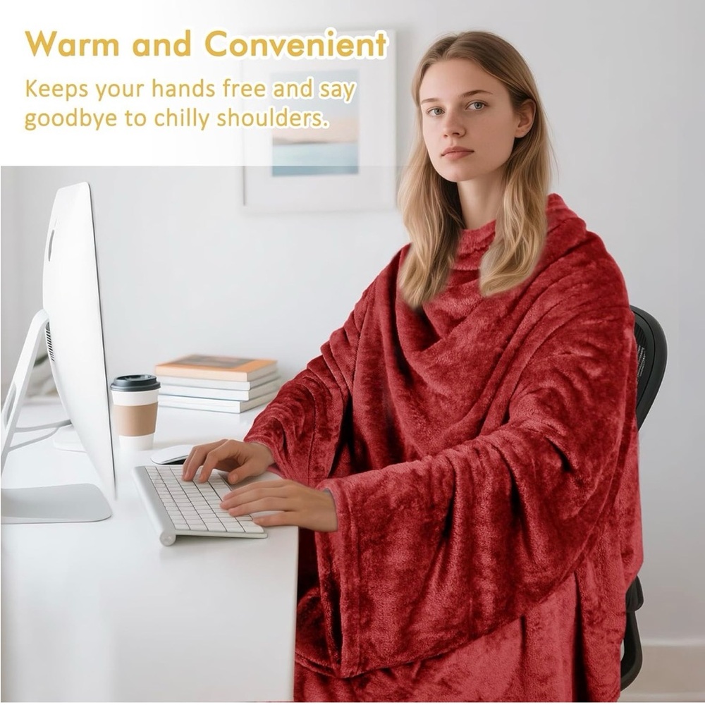 NWT Catalonia Wearable Fleece Blanket with Sleeves and Foot Pockets - Picture 4 of 7